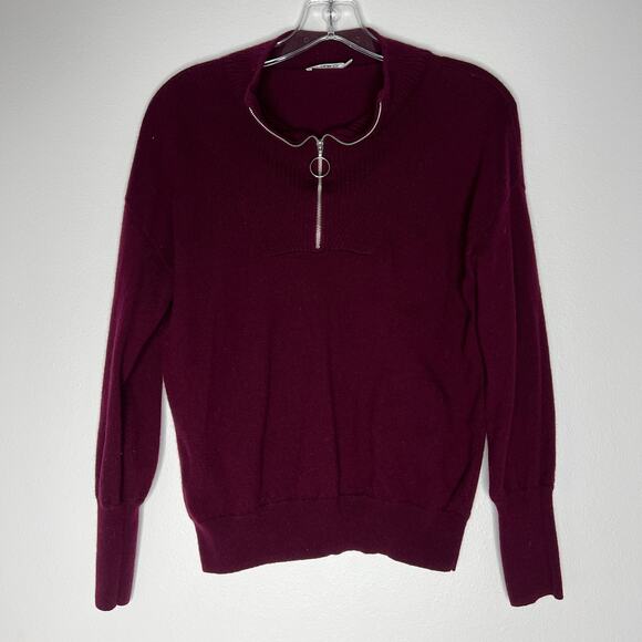 THE RESET Raspberry ¼ zip Wool Cashmere Minimalist Classic Country Club Luxury - Picture 1 of 5